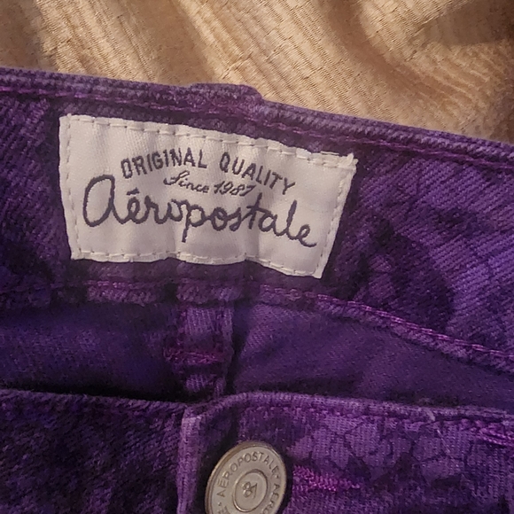Aeropostale 7/8 Ashley Ultra Skinny Jeans Purple Floral Stretch Women’s Juniors - Picture 9 of 9